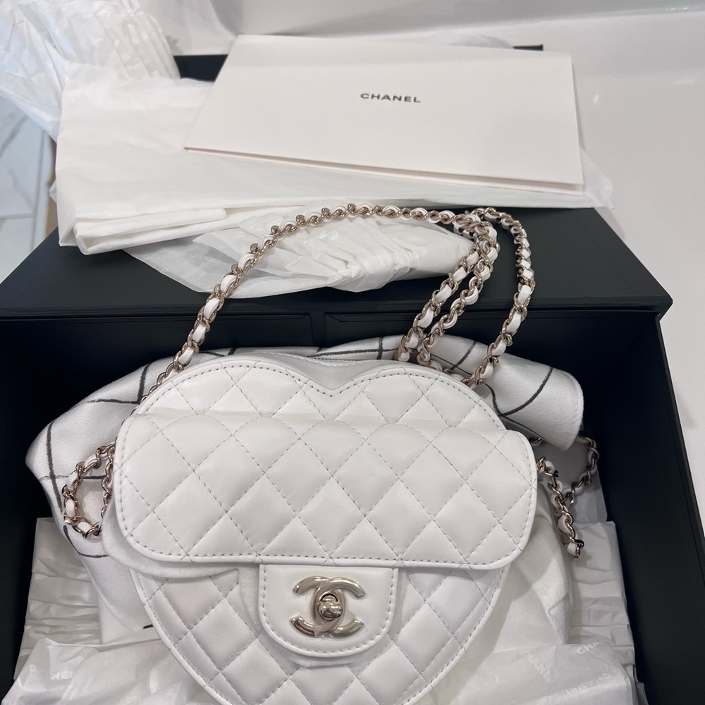 Chanel Large White Heart Bag New in box